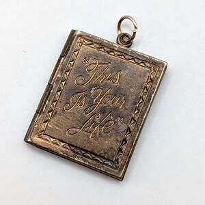 Vintage This is Your Life Vintage Book Double Photo Locket Charm Pendant 1.10in
